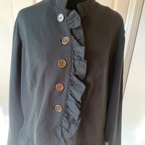 Cynthia Rowley Black Ruffled Fitted Jacket M/L